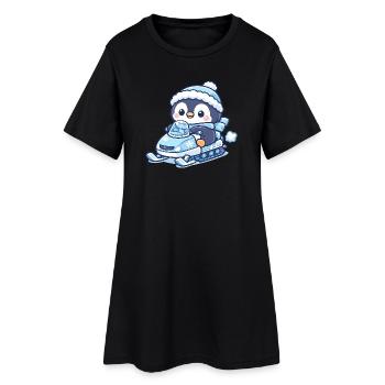 Magie du Traîneau à Neige Pingouin - Robe T-shirt Femme - noir - Devant