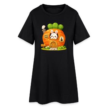 La Maison de la Carotte avec le Lapin - Robe T-shirt Femme - noir - Devant