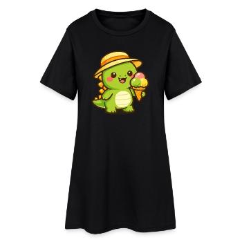 Petite aventure de glace Dino - Robe T-shirt Femme - noir - Devant