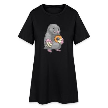 Donut Taupe - Robe T-shirt Femme - noir - Devant