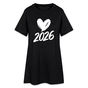 Cœur 2026 - Robe T-shirt Femme - noir - Devant