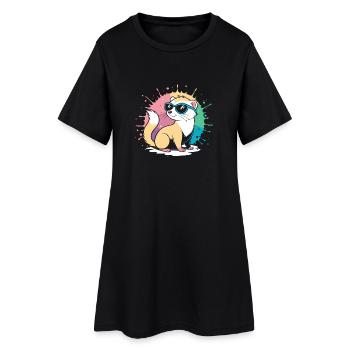 Furet Cool cartoon avec lunettes bleues - Robe T-shirt Femme - noir - Devant