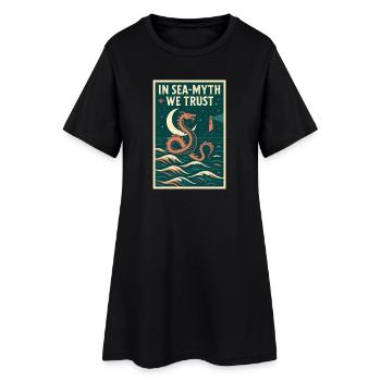 Faire confiance au mythe de la mer | Mythe du serpent de mer - Robe T-shirt Femme - noir - Devant