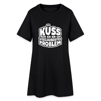 Küss mich ich bin ein verzaubertes Problem - Frauen T-Shirt-Kleid - Schwarz - Vorne