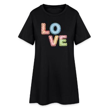 Patchwork Design Patchwork Patchwork Patches colorés - Robe T-shirt Femme - noir - Devant