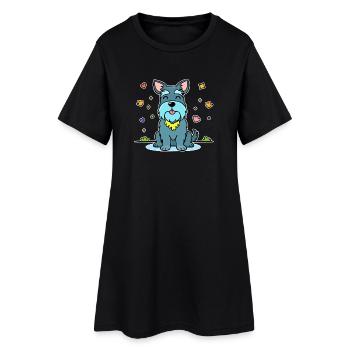 Schnauzer miniature (bande dessinée) - Robe T-shirt Femme - noir - Devant