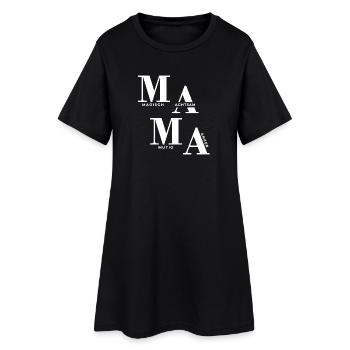 Gestaffeltes MAMA Design in Weiß für dunkle Mode - Frauen T-Shirt-Kleid - Schwarz - Vorne