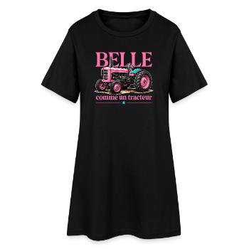 Belle comme un tracteur humour agriculture girly - Robe T-shirt Femme - noir - Devant