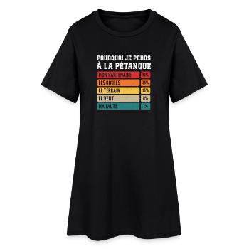 Pourquoi Je Perds À La Pétanque  - Robe T-shirt Femme - noir - Devant