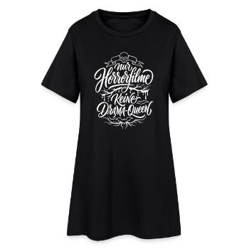 Seulement des films d’horreur Pas de reine du drame - Robe T-shirt Femme - noir - Devant