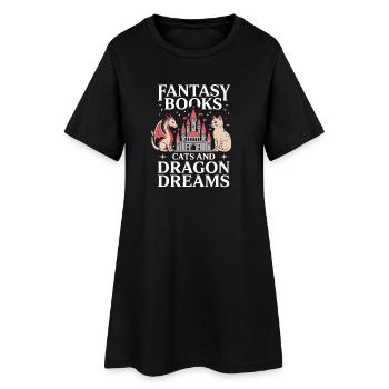 Roman drôle de Lecteur de Livres de Fantasy Dragon Chat - Robe T-shirt Femme - noir - Devant