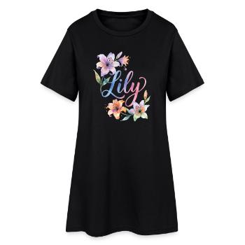 Fleurs aquarelles de lys - Robe T-shirt Femme - noir - Devant