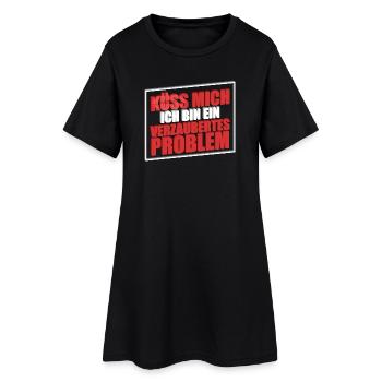 Küss mich ich bin ein verzaubertes Problem - Frauen T-Shirt-Kleid - Schwarz - Vorne