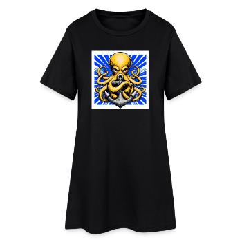 Un Poulpe embrasse une Ancre - Robe T-shirt Femme - noir - Devant