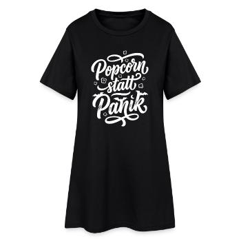 Popcorn statt Panik Horror Spruch - Frauen T-Shirt-Kleid - Schwarz - Vorne