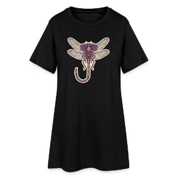 Coole Libelle - Frauen T-Shirt-Kleid - Schwarz - Vorne