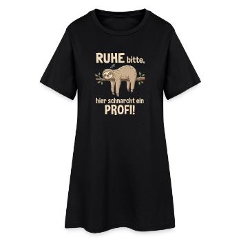 Faultier Schnarchen Shirt Lustig Schlafen Humor - Frauen T-Shirt-Kleid - Schwarz - Vorne