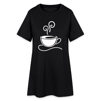 Kaffeetasse Skizzenlinie Dampf - Frauen T-Shirt-Kleid - Schwarz - Vorne