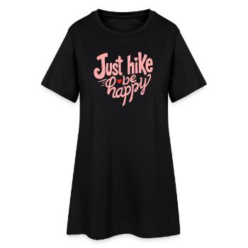 Wandern - Just hike be happy – Pink Typo - Frauen T-Shirt-Kleid - Schwarz - Vorne