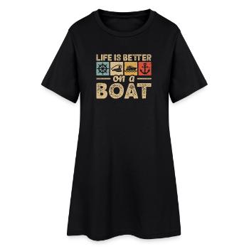 Capitaine de bateau nautique Marin Naviguant - Robe T-shirt Femme - noir - Devant
