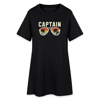 Capitaine Lunettes de soleil Bateau Bateau Navigation Voile - Robe T-shirt Femme - noir - Devant
