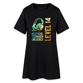 14e anniversaire Garçon Fille Adolescent Niveau 14 - Robe T-shirt Femme - noir - Devant