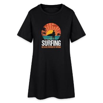 Surfing Retro Surfer Sunset  - Women’s T-Shirt Dress - black - Front