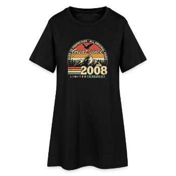 Cadeau d’anniversaire vintage vintage original 2008 - Robe T-shirt Femme - noir - Devant