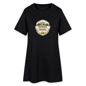Campingfrieden Badge - Frauen T-Shirt-Kleid - Schwarz - Vorne