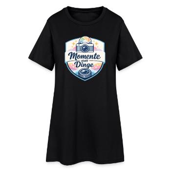 Momente statt Dinge Shirt - Frauen T-Shirt-Kleid - Schwarz - Vorne