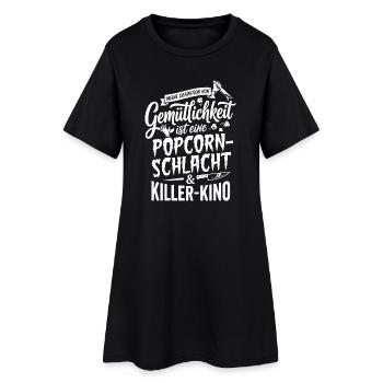 Popcornschlacht und Killer-Kino Horror - Frauen T-Shirt-Kleid - Schwarz - Vorne