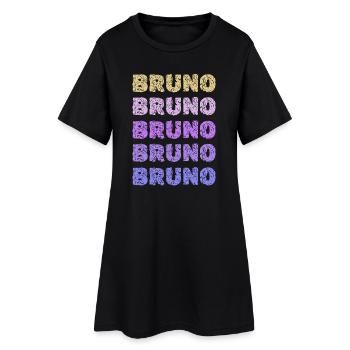 Bruno Repeated Pastel Letters - Frauen T-Shirt-Kleid - Schwarz - Vorne