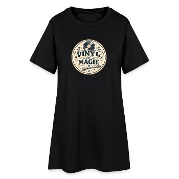 Vinyl ist Magie – Retro Schallplatte - Frauen T-Shirt-Kleid - Schwarz - Vorne