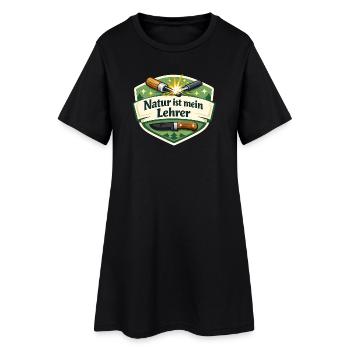 Natur ist mein Lehrer – Waldbadge - Frauen T-Shirt-Kleid - Schwarz - Vorne