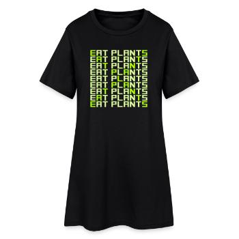 Eat Plants Lustig Vegan Vegetarisch Statement Logo - Frauen T-Shirt-Kleid - Schwarz - Vorne