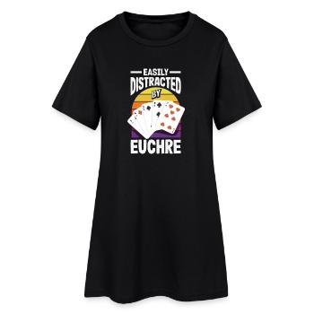 Facilement distrait par l’Euchre - Robe T-shirt Femme - noir - Devant