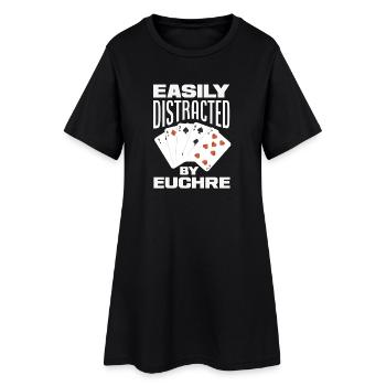 Facilement distrait par l’Euchre - Robe T-shirt Femme - noir - Devant