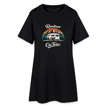 Rentner On Tour Camping Shirt Wohnwagen - Frauen T-Shirt-Kleid - Schwarz - Vorne