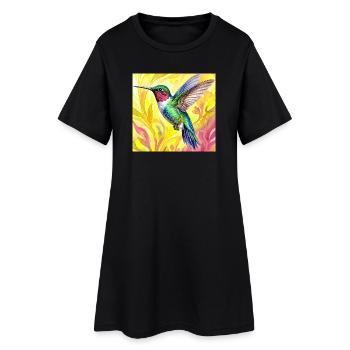 Kolibri - Frauen T-Shirt-Kleid - Schwarz - Vorne