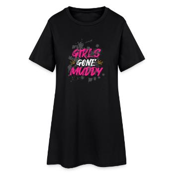 Girls gone muddy Schlammlauf Mud Run Muddy Race - Frauen T-Shirt-Kleid - Schwarz - Vorne