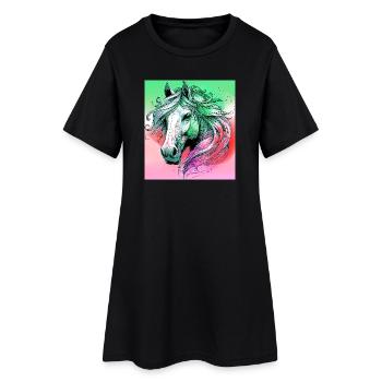cheval - Robe T-shirt Femme - noir - Devant
