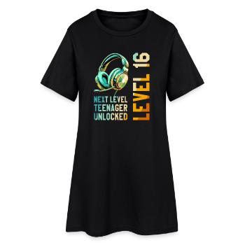 16e anniversaire garçon fille adolescente niveau 16 - Robe T-shirt Femme - noir - Devant