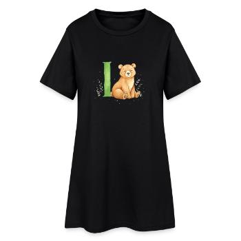 Ours aquarelle avec la lettre I - Robe T-shirt Femme - noir - Devant