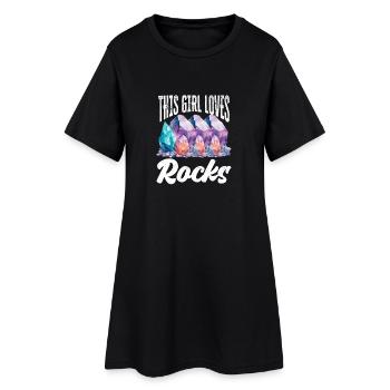 Cette fille adore les roches géologue - collectionneuse de roches - Robe T-shirt Femme - noir - Devant