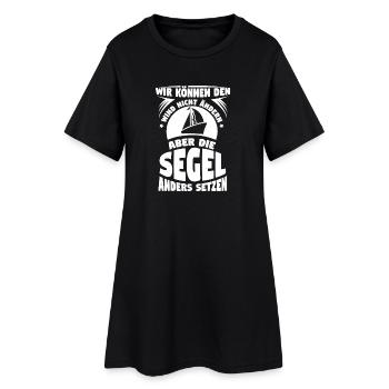 Segelweisheit: Wind ändern, Kurs setzen - Frauen T-Shirt-Kleid - Schwarz - Vorne