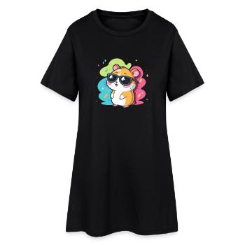 Hamster Fun Cool Glasses - Women’s T-Shirt Dress - black - Front