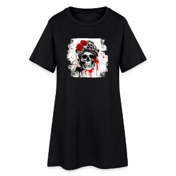 Crâne de rose avec des écouteurs - Robe T-shirt Femme - noir - Devant