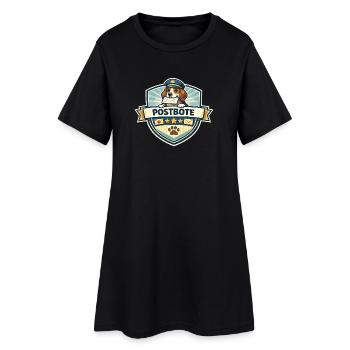 Postbote Hund Badge Motiv - Frauen T-Shirt-Kleid - Schwarz - Vorne