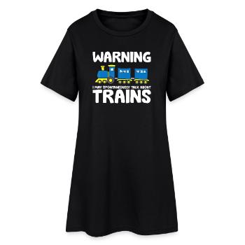 T-shirt spontané de discussion sur le train - Robe T-shirt Femme - noir - Devant