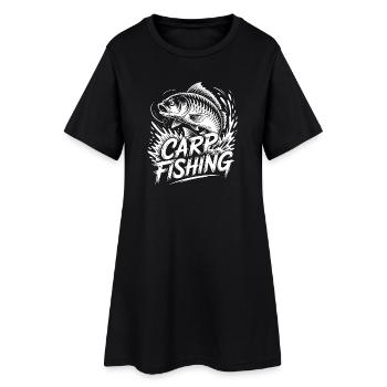 Illustration de la pêche à la carpe - Robe T-shirt Femme - noir - Devant